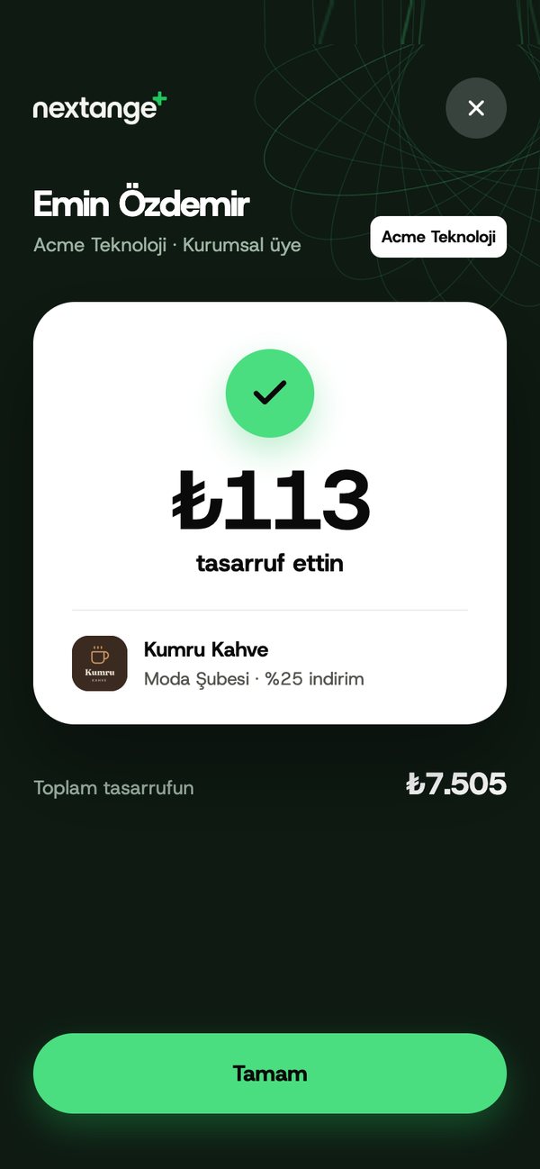 İndirim uygulandıktan sonraki kart ekranı