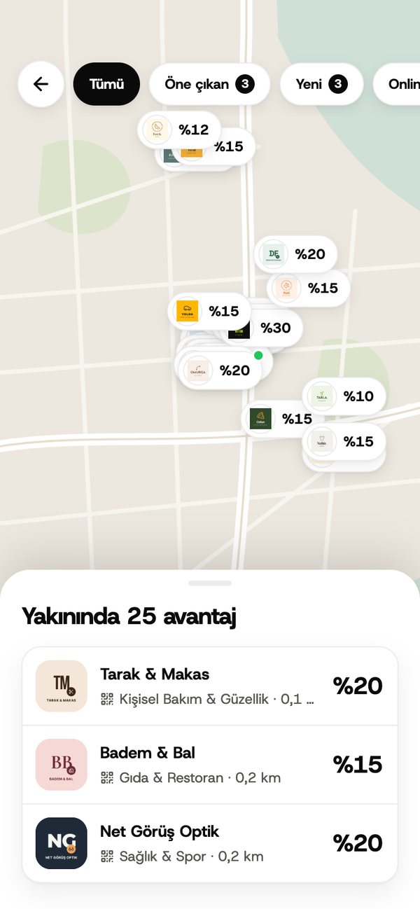 Yakınındaki iş ortaklarını gösteren harita
